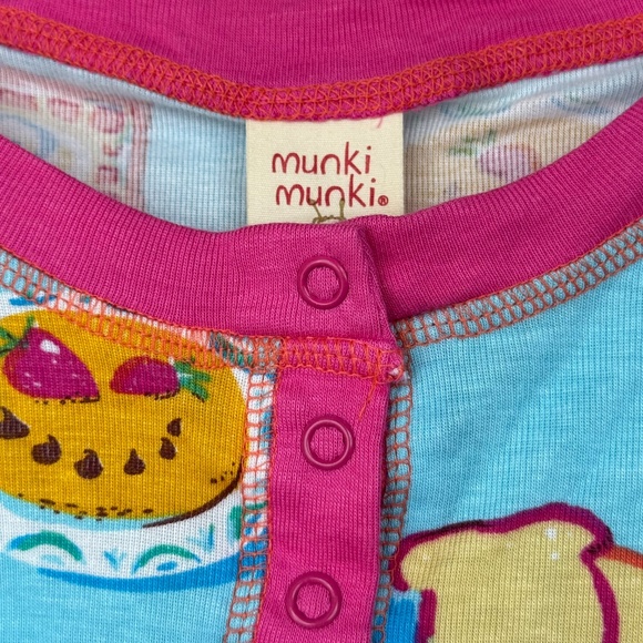 Munki Munki Toddler Girls Blue Pink Food Pattern One Piece LS Pajamas Pj Sz. 2T - Picture 5 of 15